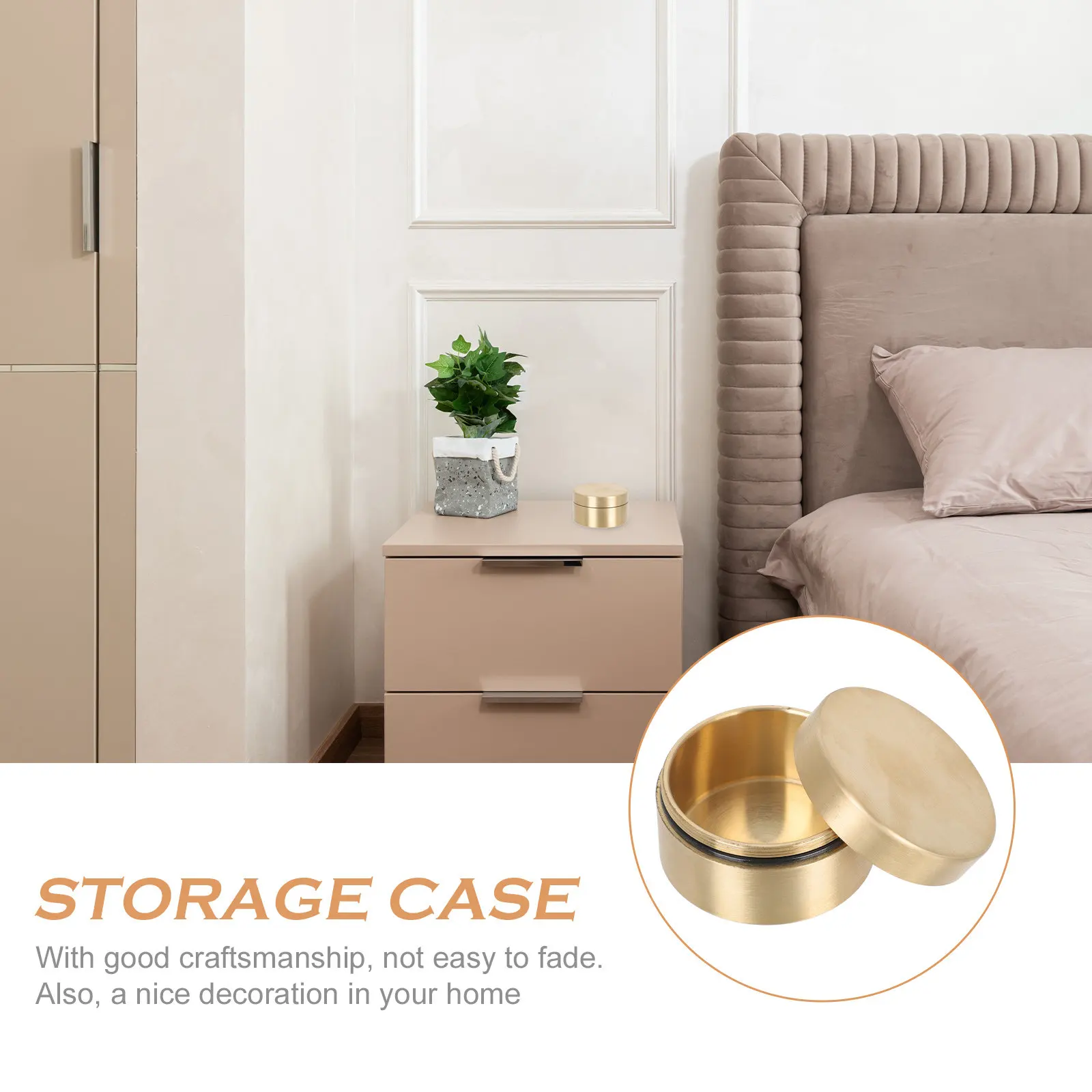1Pcs Copper Paperweight Medicine Storage Box Golden Portable Small Jewelry Organizer Table Decor Calligraphy Paperweight