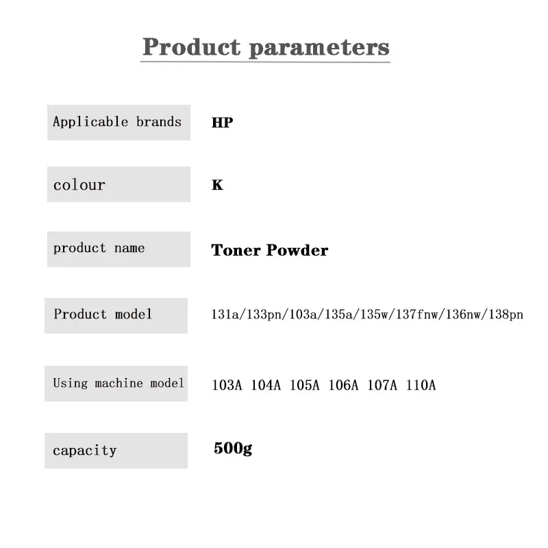 500g Toner Powder for HP Laser MFP 131a/133pn/ Laser  103a MFP 135a/135w/137fnw/136nw/Laser138pn