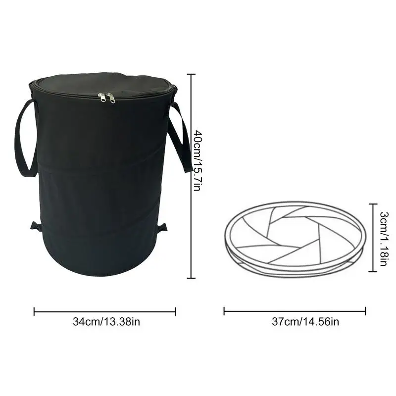 Camping Trash Can Camping Trash Bin Can Portable Yard Waste Bag With Zipper 37L Reusable Foldable Utility Container For Lawn