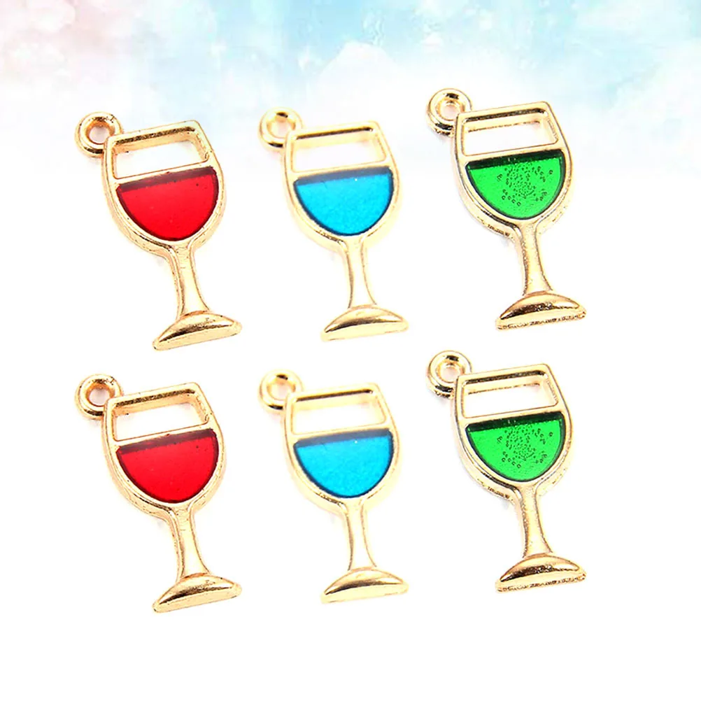 30Pcs Alloy Wine Glass Pendants DIY Jewelry Accessories Smooth Surface No Scratch Perfect for Necklace Bracelet Keychain Red