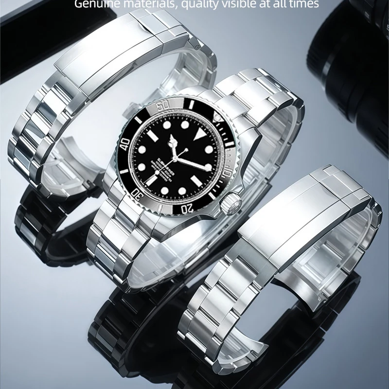 

Ремешок из цельной нержавеющей стали 20 мм 21 мм, совместимый с часами Rolex Oyster Ghost King Water Ghost, трехзвенный браслет из нержавеющей стали.