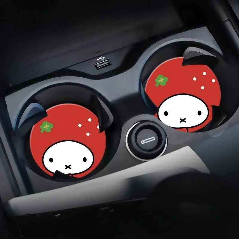 Schattig Nijntje Konijn Creatief Cartoonpatroon Nieuwe Auto Opbergvak Accessoires, Gepersonaliseerde Modieuze Waterdichte PU Onderzetter