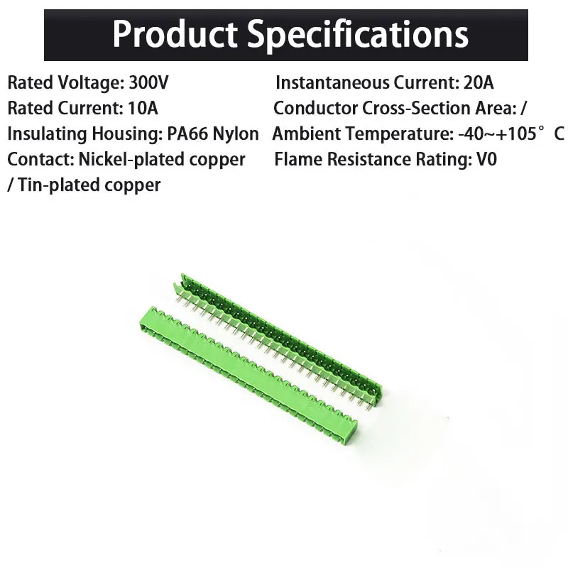 オープンエンド曲がりピン | 高信頼性5.0mm PCBヘッダー 2-16P | 工場直販＆生涯保証 | PA66 + 錫メッキ銅