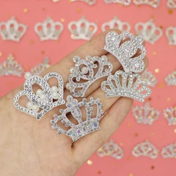 15Pcs White Padded Multiple Shaped Crown Rhinestone Applique for DIY Clothes Crafts Decor Patches Headwear Hair Bow Accessories