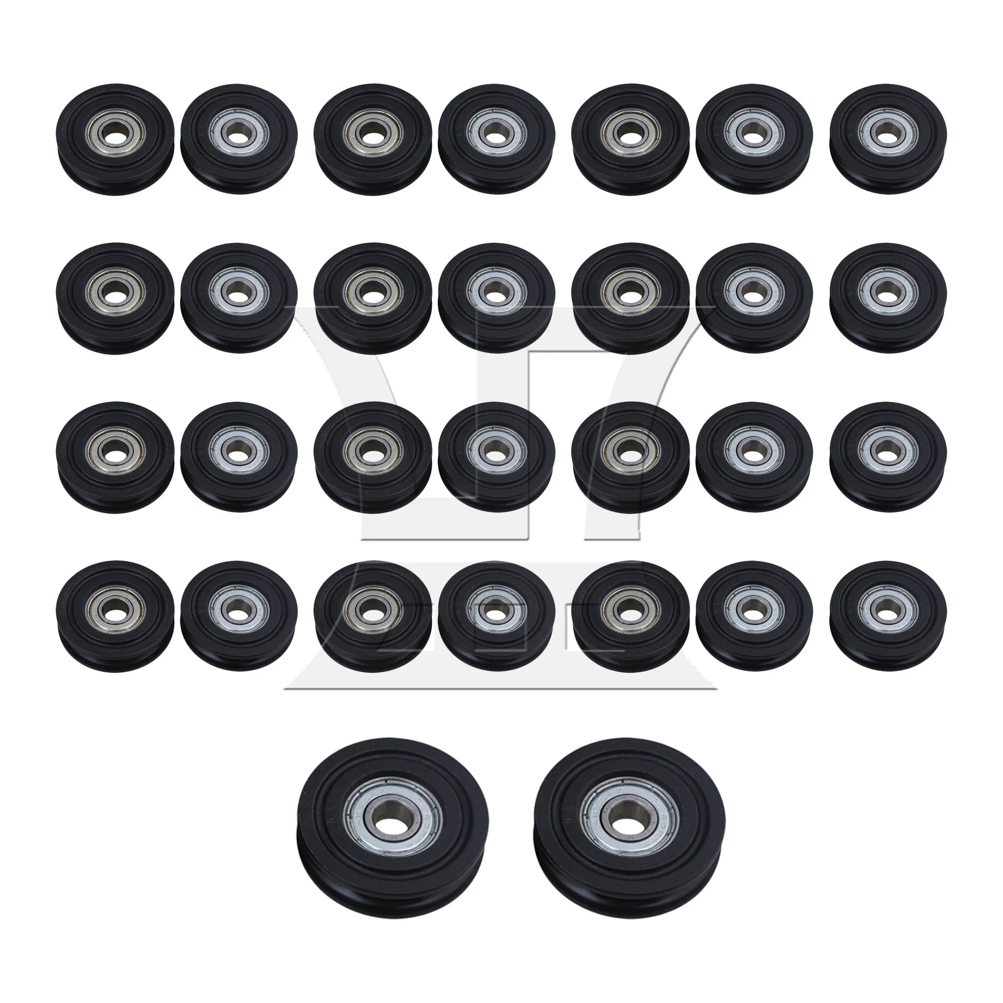 30 Pcs Groove Bearing Wheel Pulley 8mm ID x 40mm OD Black for Window