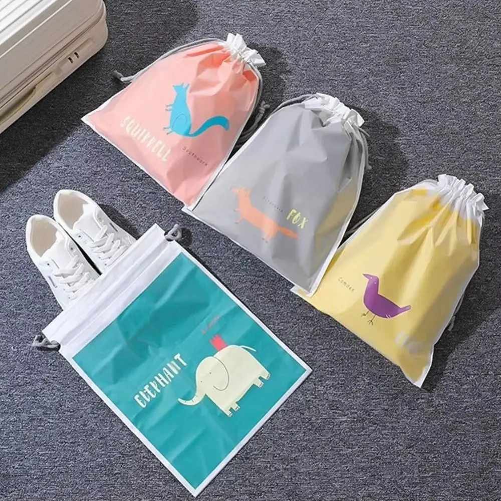 Double Layer Waterproof Drawstring Bag Drawstring Closure Waterproof Material Laundry Pouch Cartoon Design Travel Organizer