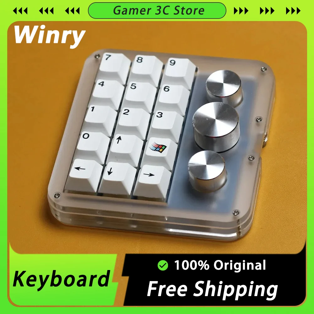 

Winry Mechanical Keyboard Customized Mini Keyboard Multifunctional Knob Numpad RGB Hot Swap Transparent Portable Designer Office