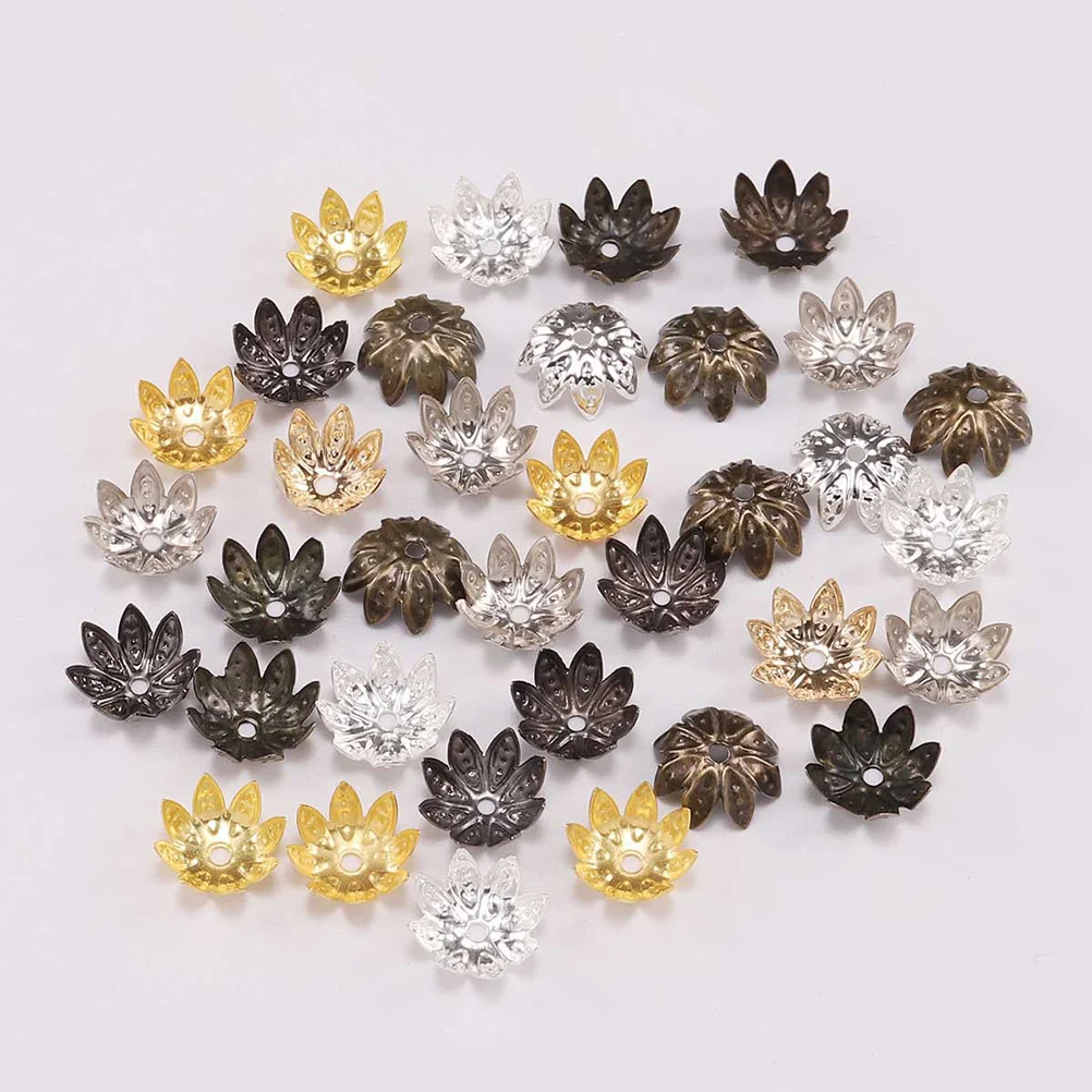 

500pcs 10Mm Vintage Bead Caps Flower Pendant Hollow Metal End Caps Diy Jewelry Making Spacer Findings Golden