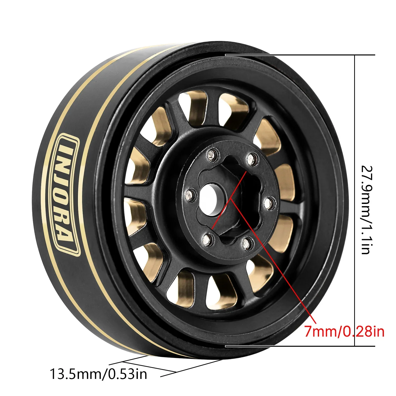 Cerchioni in ottone 1.0 Plus Beadlock per 1/24 1/18 RC Crawler SCX24 TRX4M FCX24 (W1101 W1102 W1103 W1107)