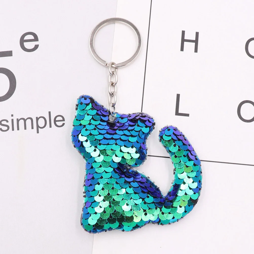 

6Pcs Creative Sequins Cat Keyring Durable Pendant for Key Bag Phone Hanging Ornament Fashion Gift Cat Key Ring