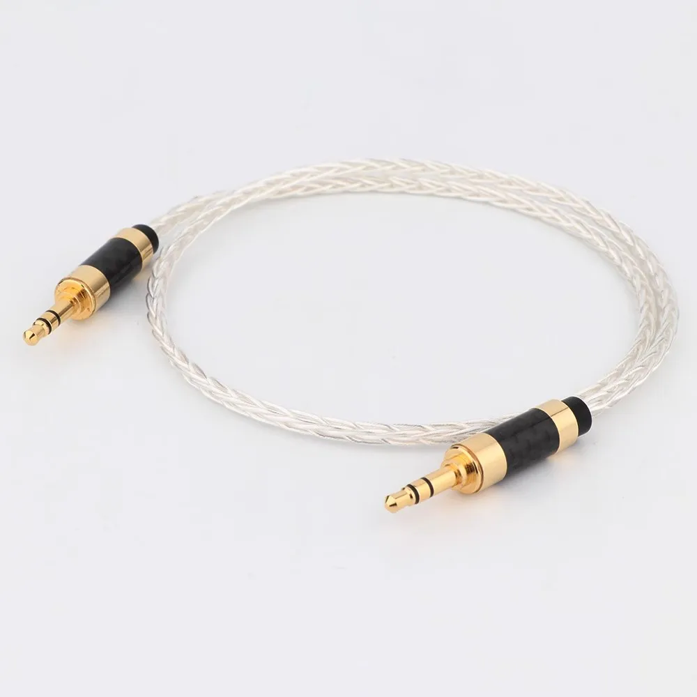 

8 cores OCC silver plating Aux Cable Jack 3.5MM To 3.5MM Audio Cable Jack Speaker Cable For iPhone Computer Car Speaker