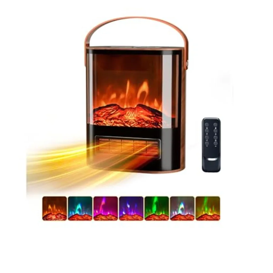 

Portable Electric Fireplace Heater for Indoor Use with Remote and Timer 1500W Fake Fireplace in 7 Flame Colors Adjustable Tempe