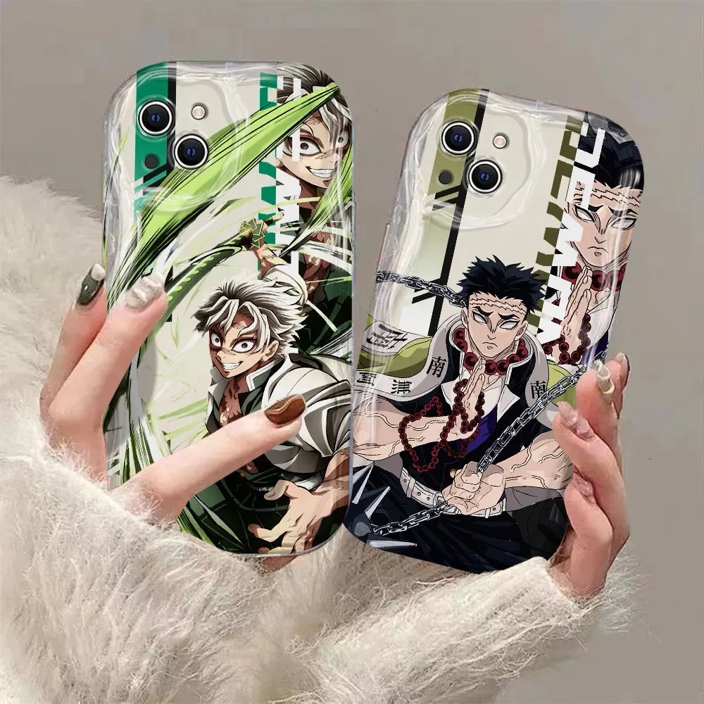 Japanese Anime Demon Slayer 3D Wave Case For Xiaomi Redmi 13C 12 12C 10 10C 9C A1 A2 K50 K40 Note 12 11 10 Pro Plus 4G 5G Cover