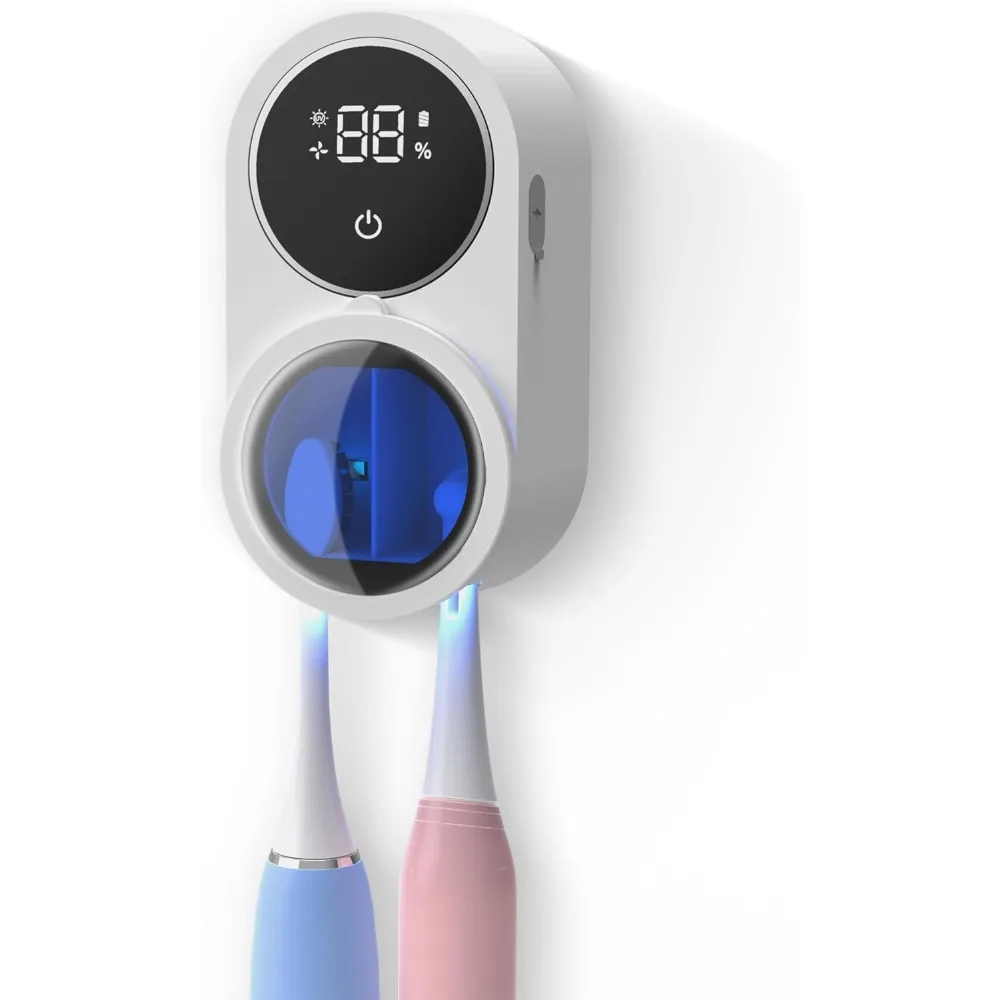 

Automatic Rotating Toothbrush Holder with UV Cleaning Fan Drying Wall Mounted Bathroom Organizer