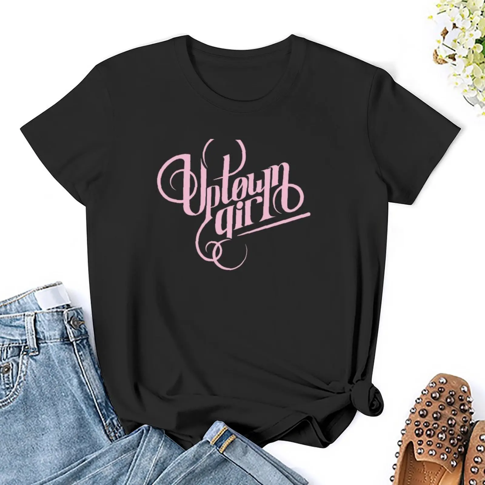 Uptown T-Shirt anak perempuan gaun kaus edisi baru bobot berat vintage untuk wanita grafis