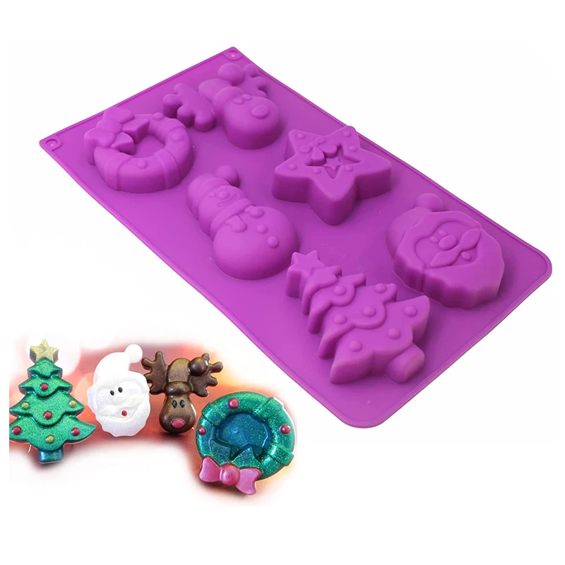 Stampi in Silicone fatti a mano a 6 cavità per sapone 3D cervo di natale albero di natale pupazzo di neve stampi per sapone fai da te forma