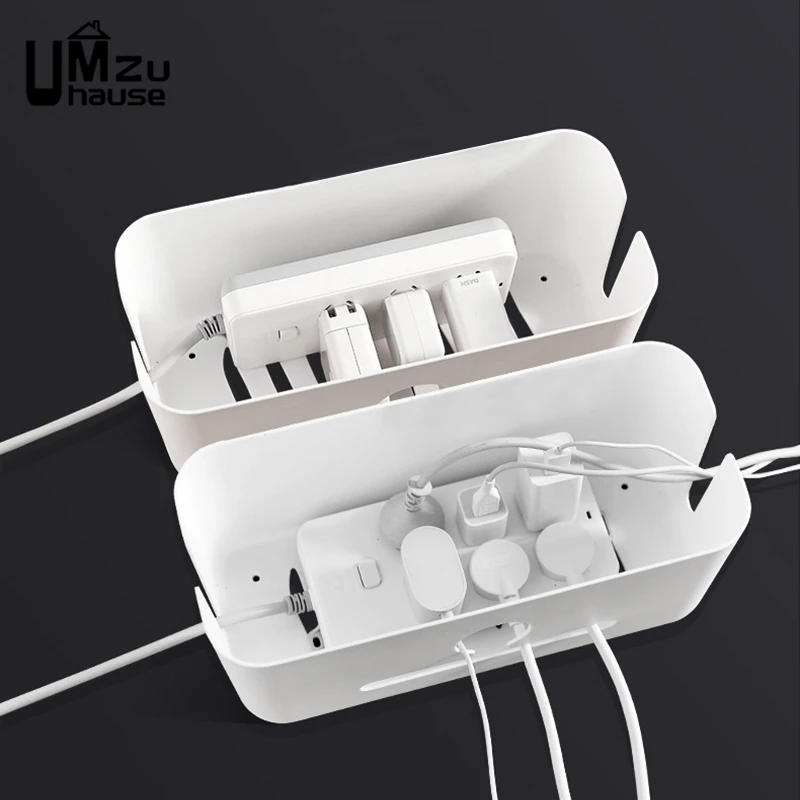 Power Strip Box Outlet Multi Socket Wire Management Case Charger Cable Plug Cover Desk Hide Storage Holder Office Home Organizer