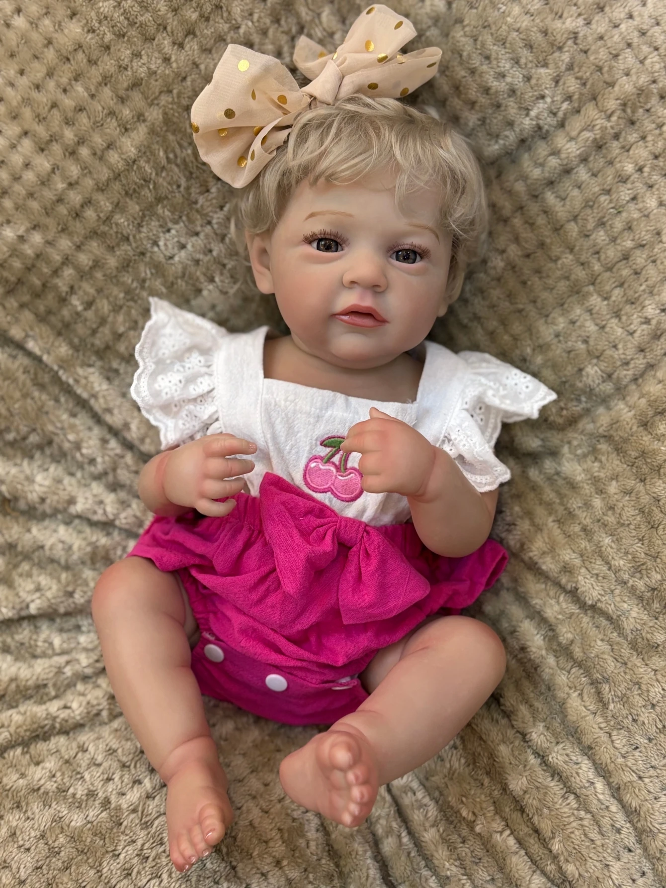 18 Inch Lifelike Reborn Newborn Baby Doll with Rooted Hair Ultra-Lovely Simulated Bebe Playmate Doll for Children Birthday Gifts