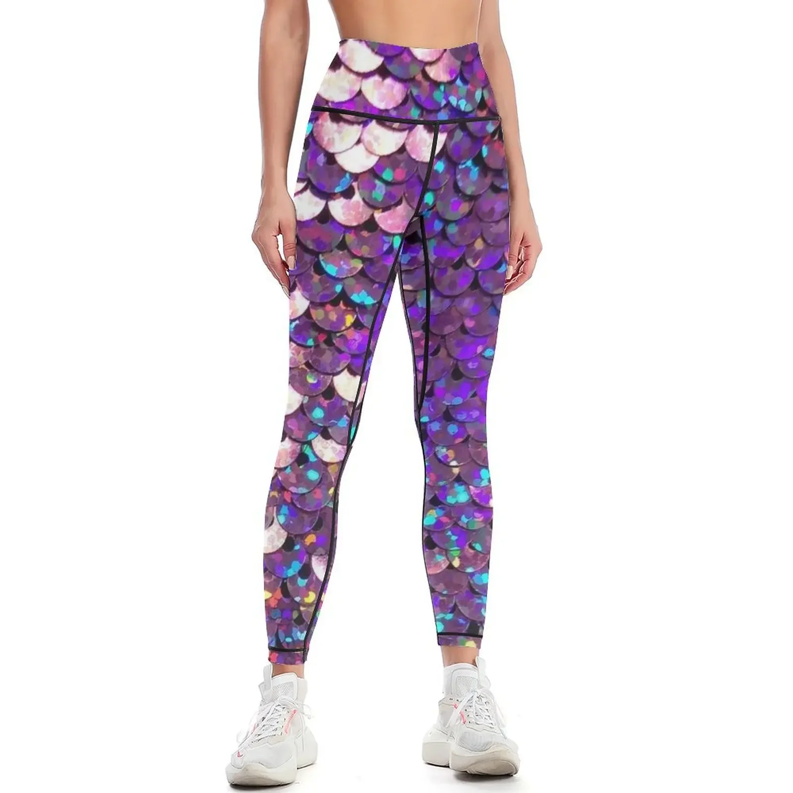

Brilliant Purple Sequins Leggings Fitness clothing sport legging Women's trousers legging pants raises butt Womens Leggings