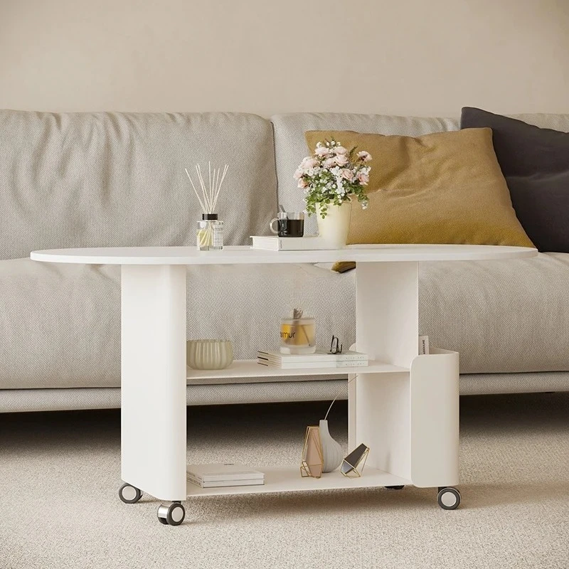 *Movable sofa side few trolley rack cream wind pulley small coffee table