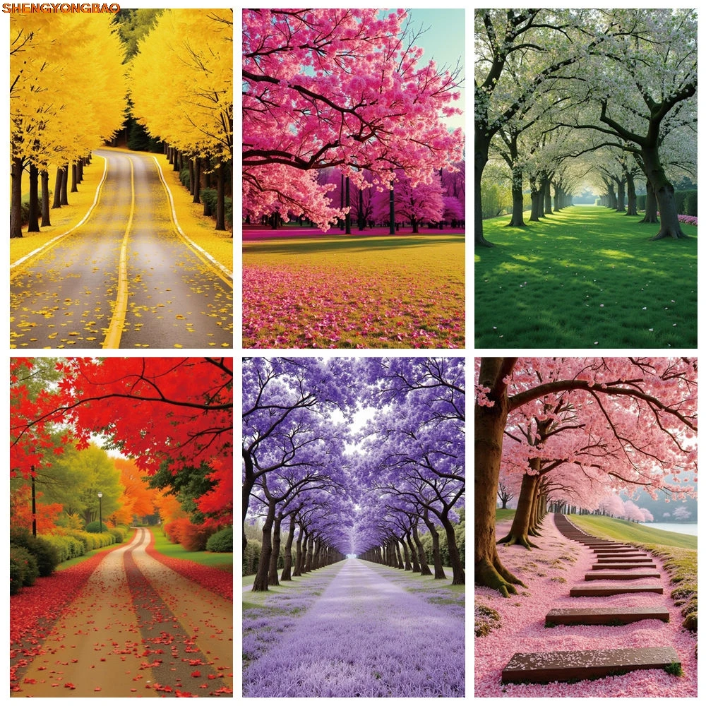 

Nature Spring Background Sakura Bloom Wisteria Hanging Flower Grass Green Trees Photography Backdrop Garden Photos Props