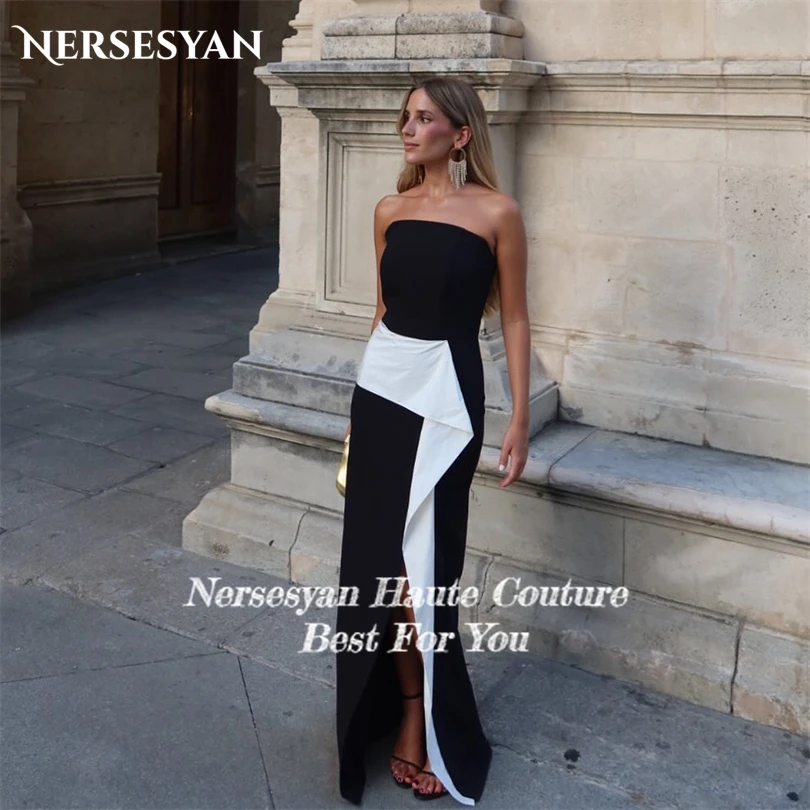 Nersesyan luxe sirène robes de soirée épaules dénudées volants fente latérale robe formelle occasion spéciale robes de soirée personnalisé