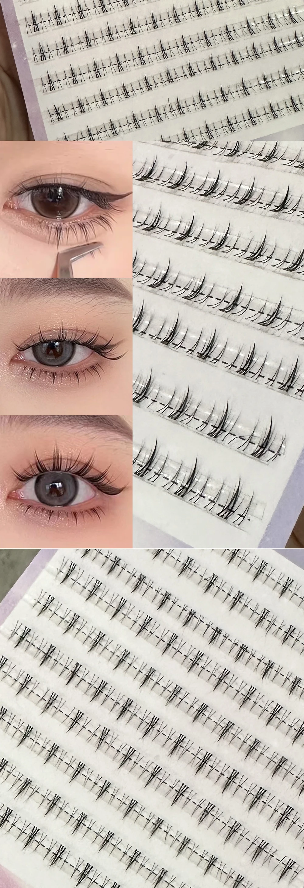 REDSIREN 10 Reihen unter der Wimpern, große Kapazität, Cluster-Wimpern, koreanisches Make-up, natürlicher Look, untere Wimpern – Detail 8