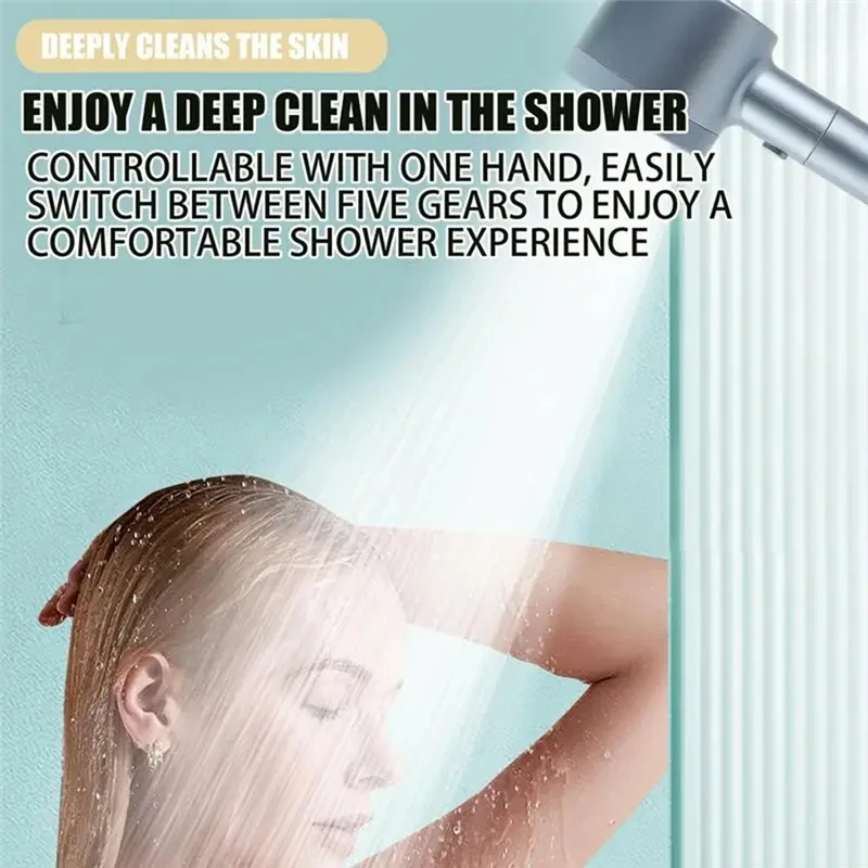 ABGR-رؤوس دش الحمام تصفية قوية 5-وضع يده بخاخات الحمام دش مع تدفق المياه الضغط العالي