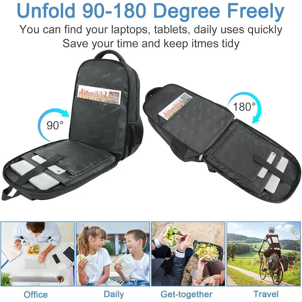 17 Mochila para portátil con TSA, antirrobo, puerto USB, resistente al agua para viajes y universidad