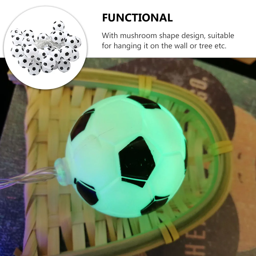 سلسلة أضواء للحفلات 20 مصباح LED على شكل كرة قدم ديكور لا مثالي للمنزل والفناء والحديقة والديكورات الاحتفالية #4