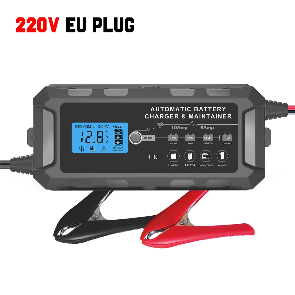 6V-14V LCD Smart Fast Car Battery Charger AC 220V for Auto Batteries Intelligent Pulse Repair Battery Charging