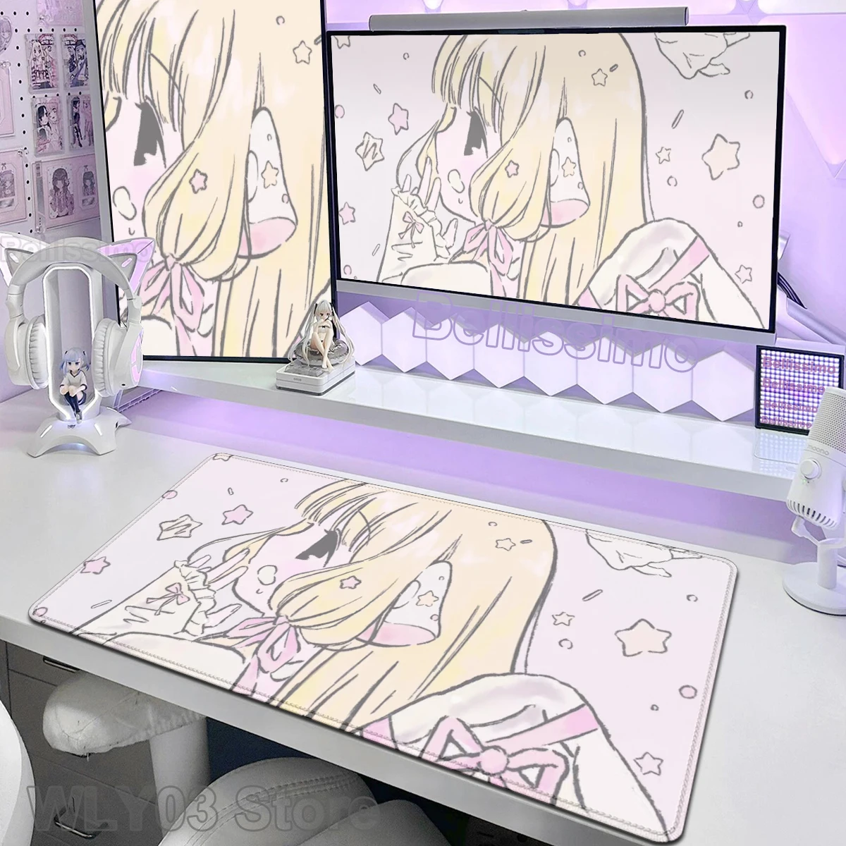 Cute Anime Pinkly Girl Desk Mat C-Chobits Chii Cartoon Laptop Mousepad Office Mouse Pad Gamer Pc Cabinet Mouse Mat Computer Pads