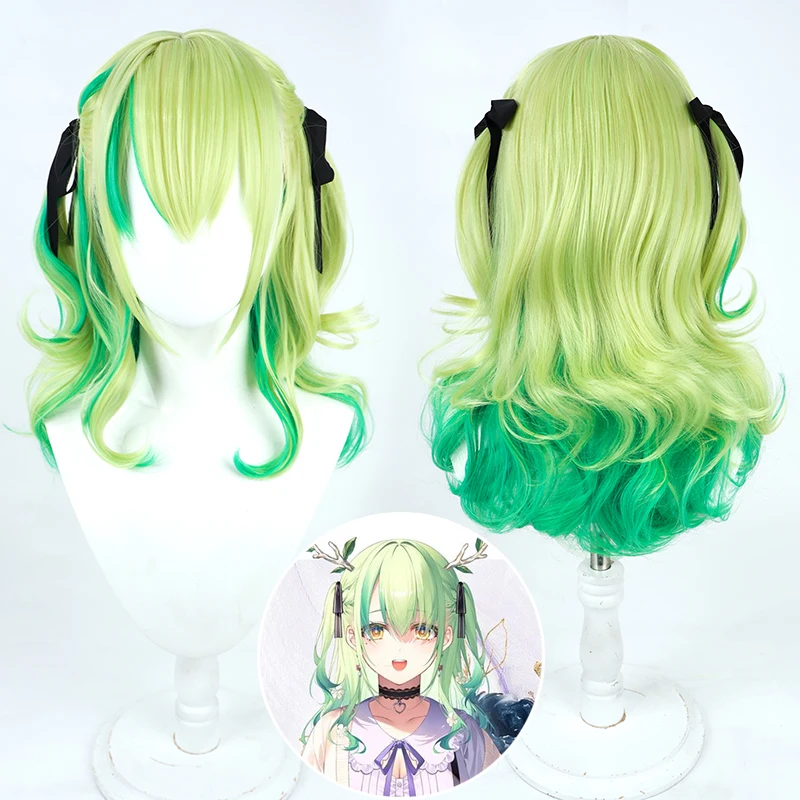 Virtual YouTube Vtuber Ceres Fauna Cosplay Wig Halloween Carnival Party Props Synthetic Hair Heat Resistant Fiber + Wig Cap