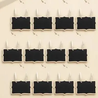 12Pcs Mini Wooden Chalkboards Small Blackboard Hanging Decor Reusable Message Board Two-Sided DIY Writing Surface for Notes