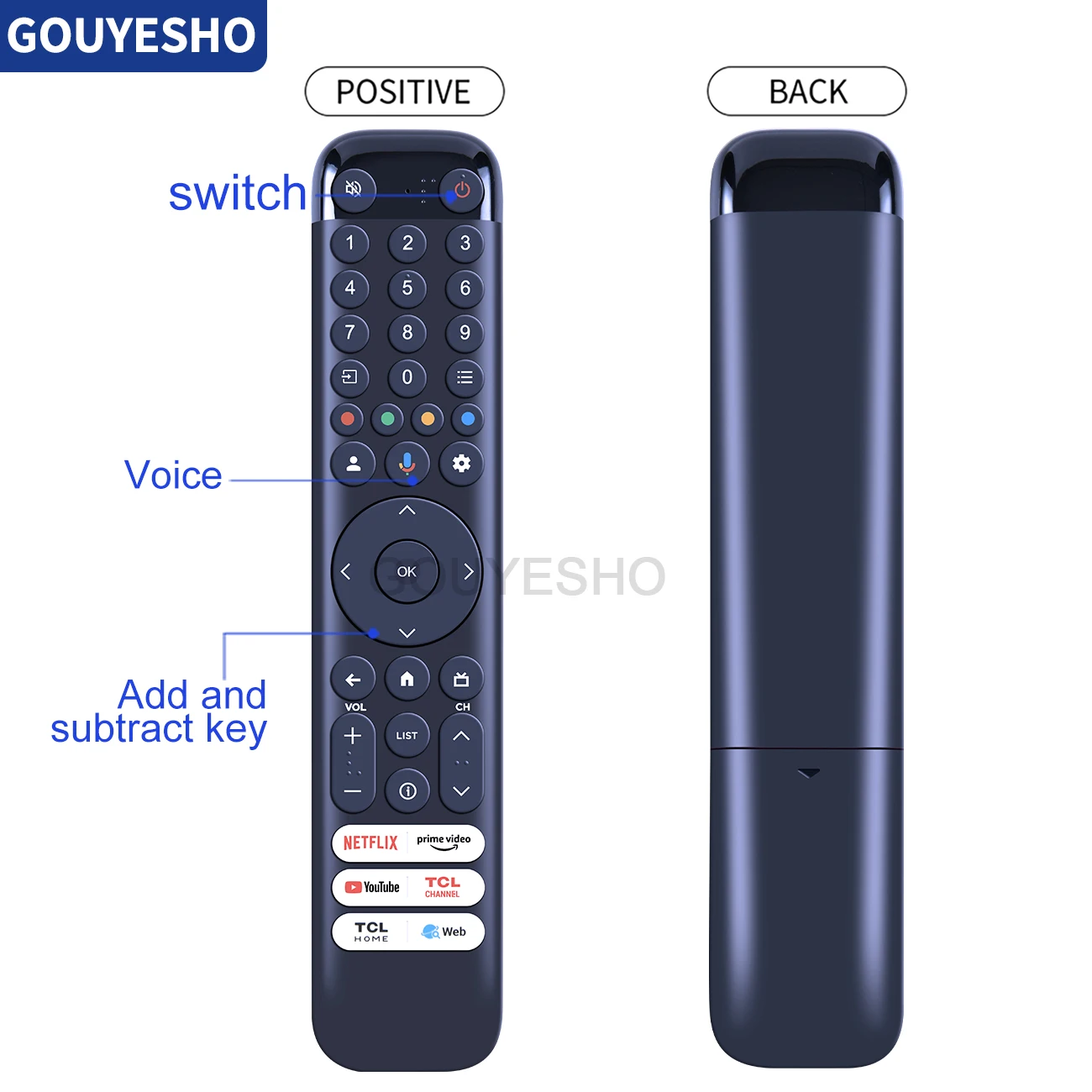 New RC833 GUB1 Voice Remote Control For TCL QLED Smart Google TV 50 55 65 75C645 P745 C745 C845 43LC645