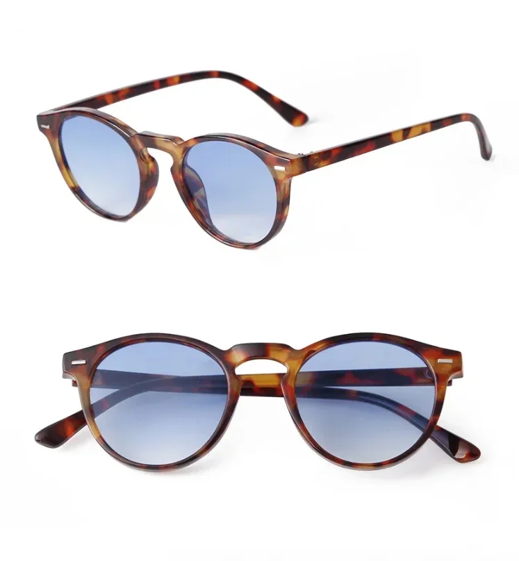 

Vintage Fashion Round Sunglasses Women Men 2024 Brand Design Retro Rivet Yellow Blue Lens Square Sun Glasses Male Female Goggles