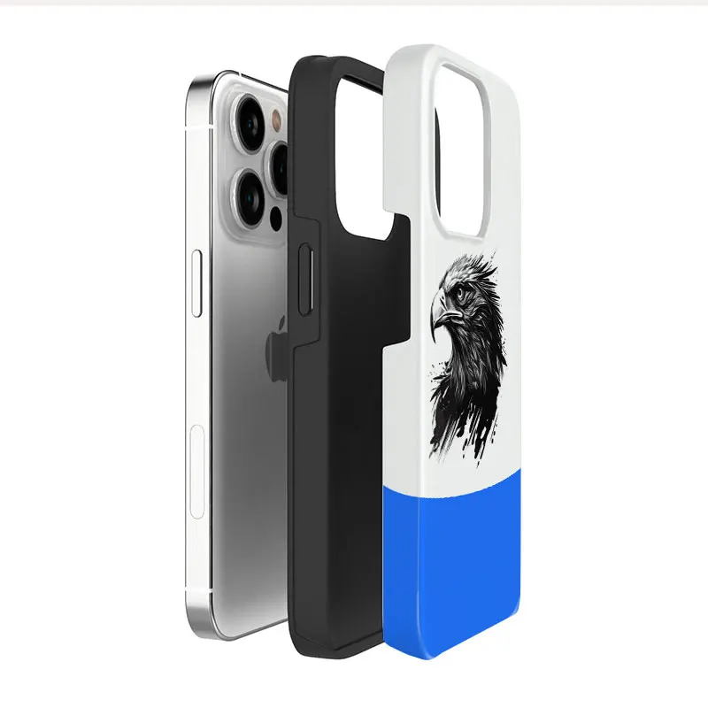 Animal Eagle 2 In 1 Phone Case for iPhone 15 14 11 13 12 MINI Pro Max  Plus  Hard PC Cover Silicone Inner Layer Coque