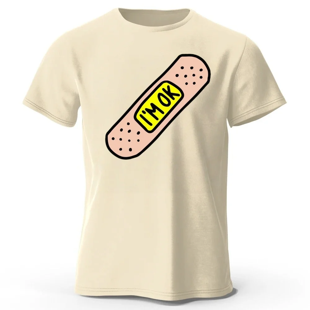 Sommermode Neuheit, I'm Okay, Reines Baumwoll-T-Shirt, Herren Locker Geschnittenes Übergroßes Atmungsaktives Sport-Kurzarm-Streetwear