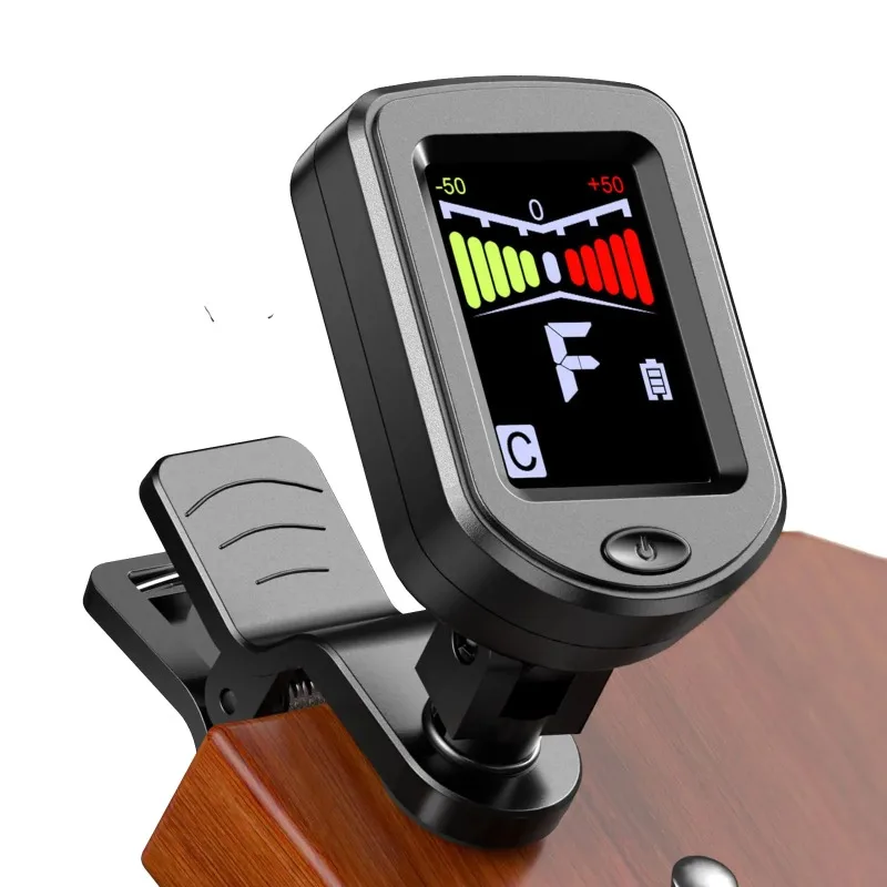 Clip on Guitar Tuner with Color Screen That Can Rotate 360 °, Suitable for Guitar Bass, Ukulele, Violin Charging, Convenient