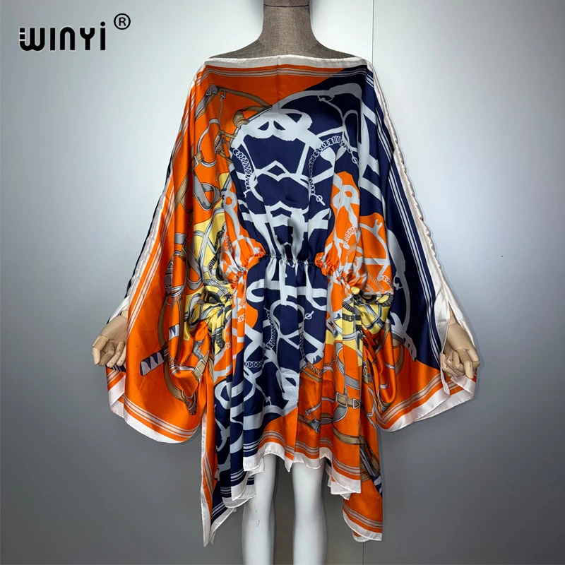 WINYI Boho Women Summer Fashion Evening Party Dress Beachwear Africa Lady Kaftan Holiday Elegant Beach Cover Up Dress