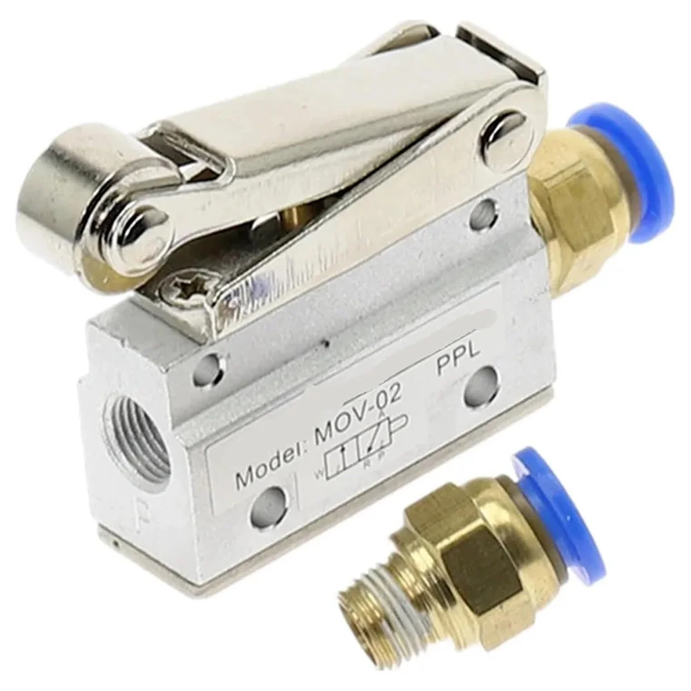 2 Position 2 Way 1/8in Roller Pneumatic Mechanical Valve N C On-Off Valve MOV-02 Push Button Valve Tool Accessories 0-0.85 MPA ﻿