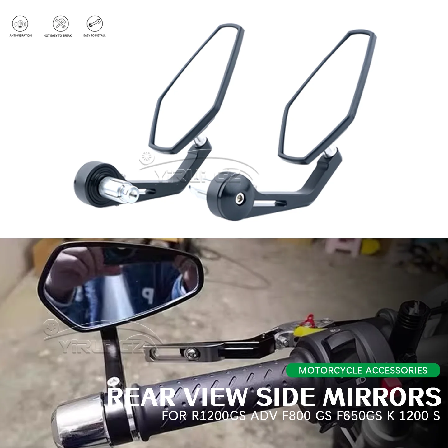 

Motorcycle Mirror 7/8"Handlebar End Rearview Mirror Side View Mirror Motorcycle Rearview Mirror FOR R1200GS Adv F800 650GS K1200
