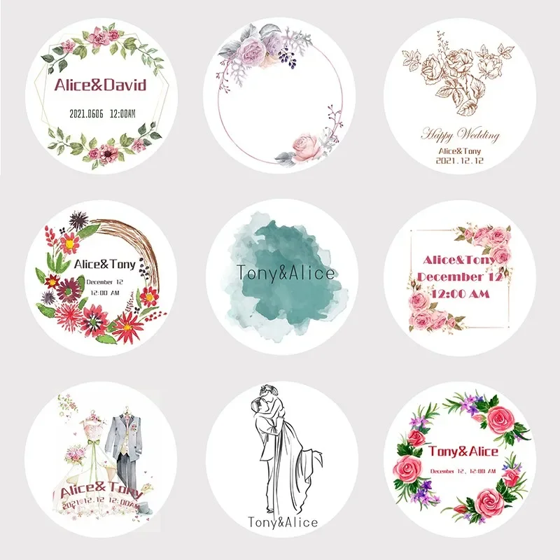 100 peças 4cm adesivos diy logotipo personalizado festa de casamento adesivo de vedação quadrado redondo papel kraft branco transparente