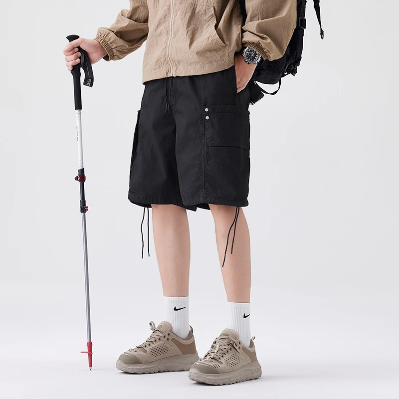 

Bla Ice Silk повседневные мужские ± летние тонкие брюки для спецодежды пять четвертей Big ket модные универсальные дышащие прямые брюки