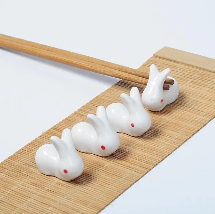 super cute Rabbits shape ceramic chopstick holders Dinnerware Home Decoration handicraft ornaments pen holder SN2312