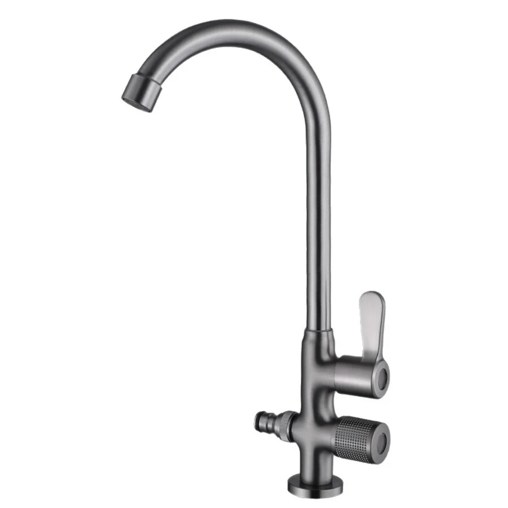 Alloy Outdoor Faucet with Dual Independent Switches and 360 Rotation Spout for Garden Sink and Exterior Water Points