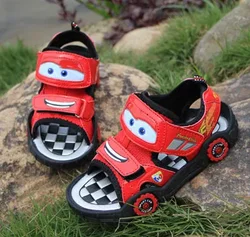 Disney cars Children Sandals Shoes Spring Autumn car lights flash LED boys cartoon school student shoes