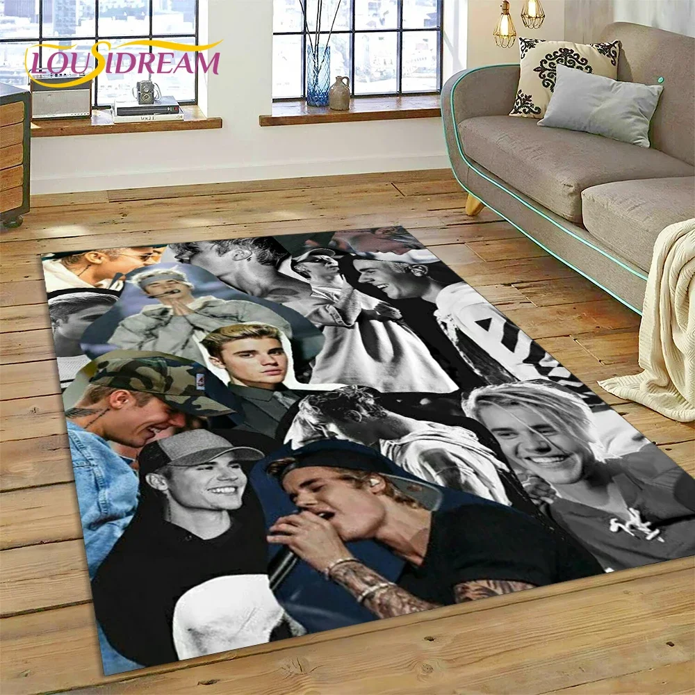 3D Justin Bieber Idol Singer Carpet Rug for Bedroom Living Room Home Sofa Decoration,Children Game Large Decor Floor Mat Gift