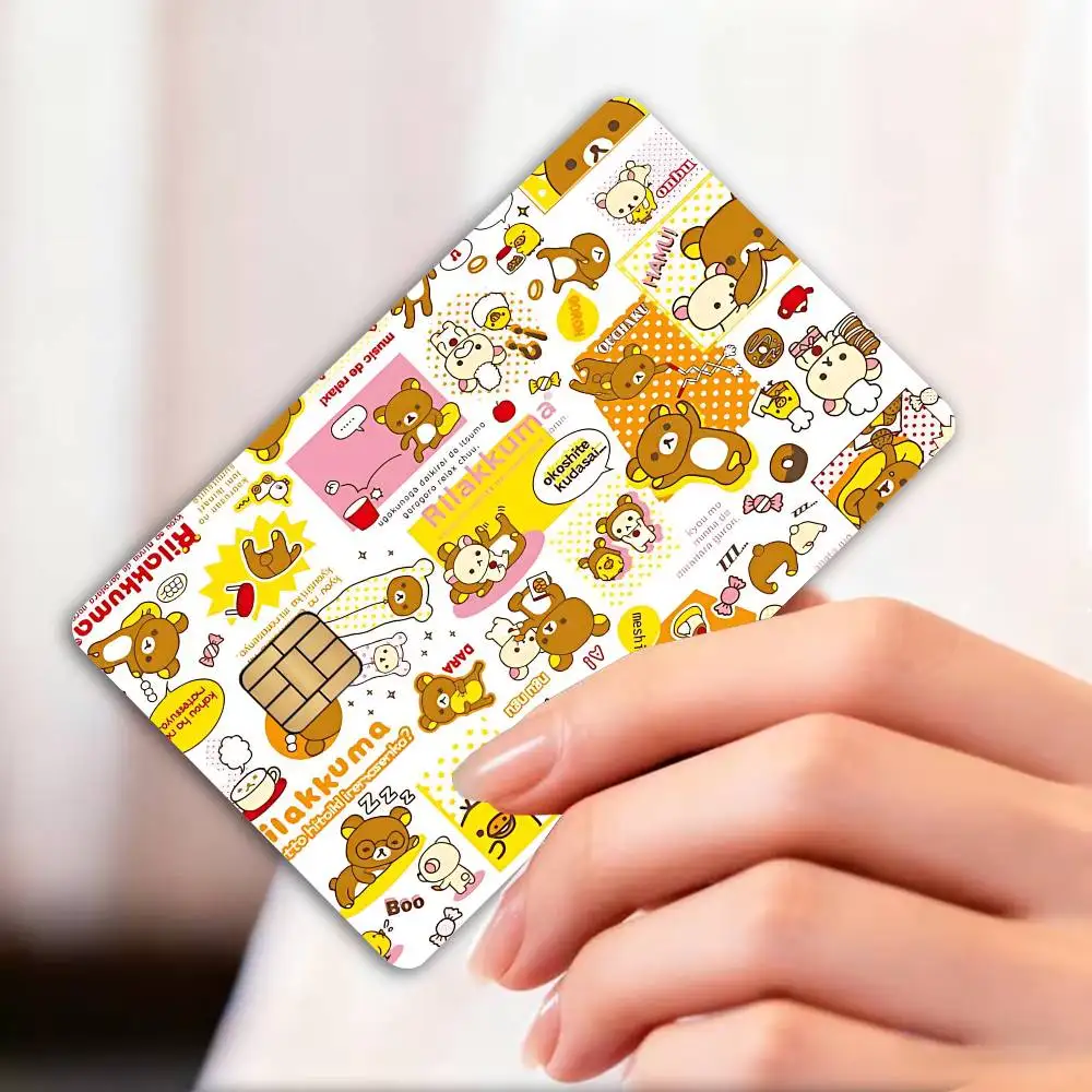 Cute Cartoon Anime R-Rilakkuma Fashion Matte Gold Silver Black Matte Film Skin Sticker Tape for Bank Credit Debit Card