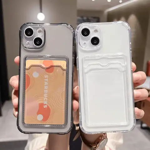 Transparent Card Bag Holder Phone Case For iPhone 17 Pro Max 11 12 13 14 15 16 18 Pro Max Air 7 8 Plus XR XS SE 2020 2022 Cover
